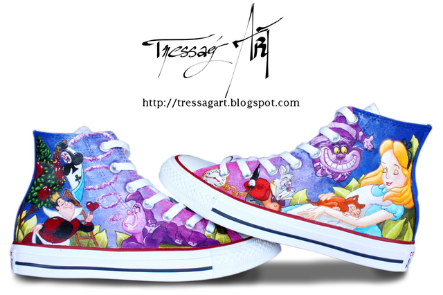 Custom Shoes - Baskets customisées Alice au Pays des merveilles - Converse 37 - TR030