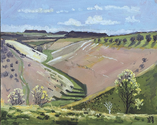 Holm Dale, Yorkshire Wolds. 12x10 inch oil on canvas.