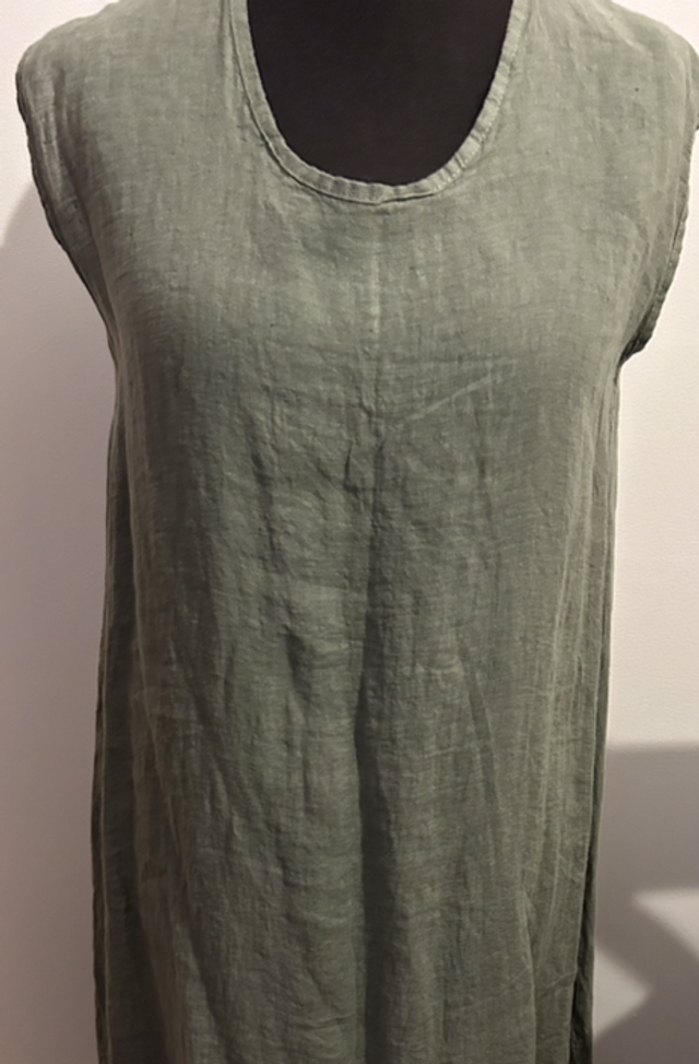 LMF - Basic Green Linen Maxi Dress - Free Size - 1026