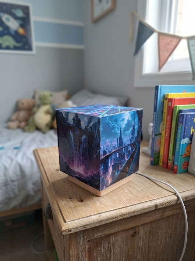 Lampe d'ambiance en cire 12x12cm- "Cyberpunk"