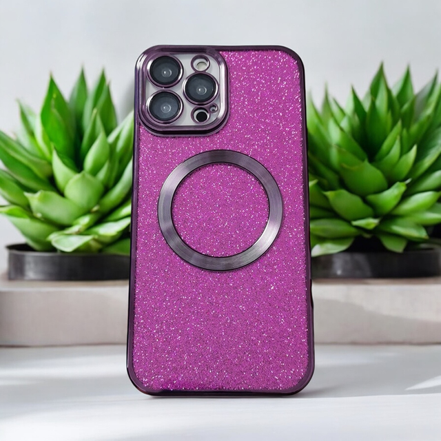 Coque personnalisée - Effet pailletée Violet IPhone 