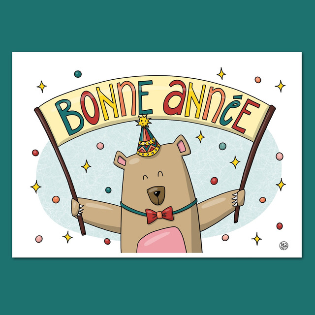 Carte Bonne Année Ours
