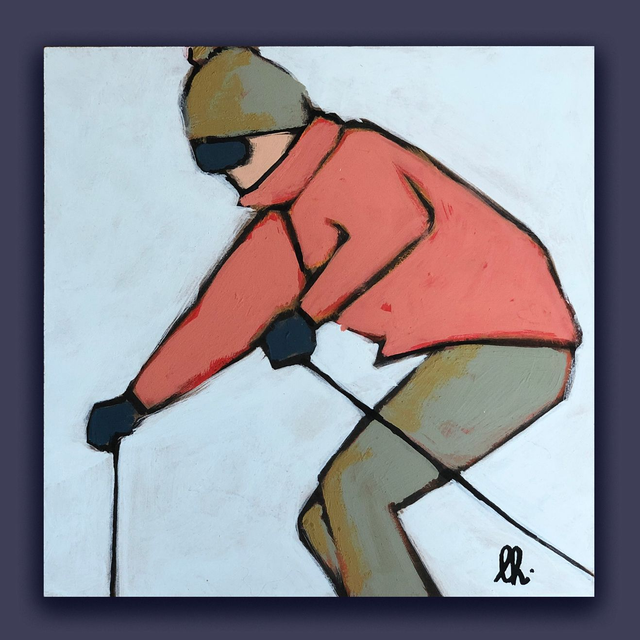 petit tableau skieur20 20X20