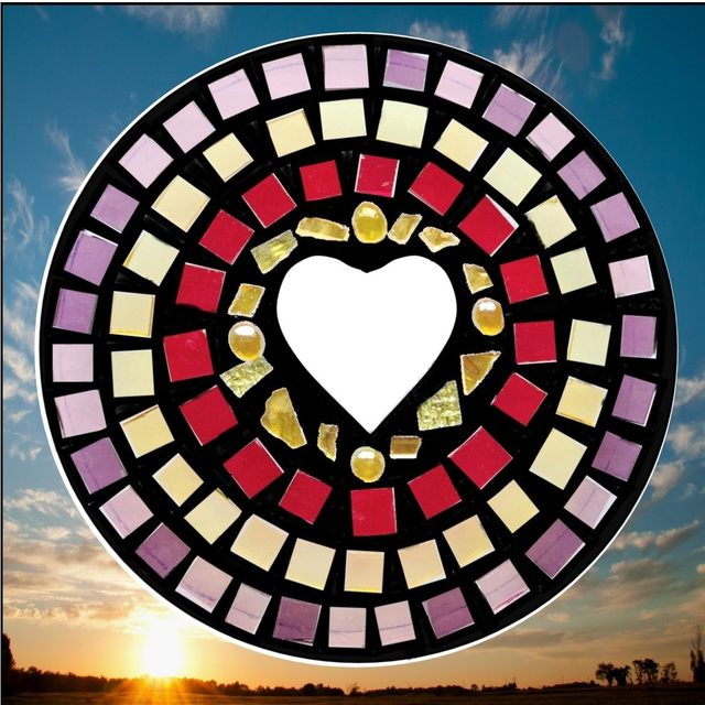 Royal Red Heart Mosaic Mandala Sun Catcher kit