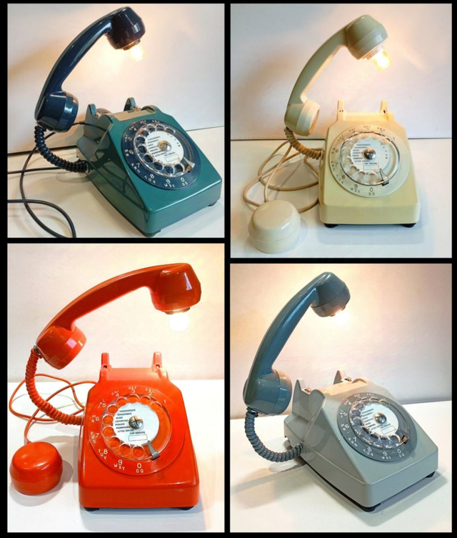 Collection Gaston en Couleur d'Origine, Lampe téléphone années 80, Lampe d'ambiance, Téléphone vintage couleur d'origine, Artisanat Français
