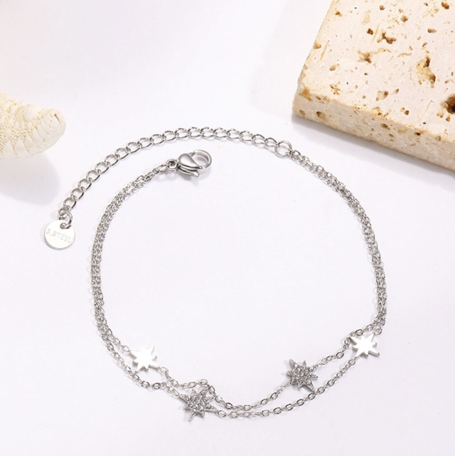 Bracelet chaîne double étoile