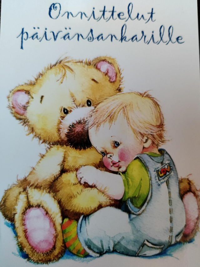 Postikortti Onnitellut päivänsankarille poika ja nalle