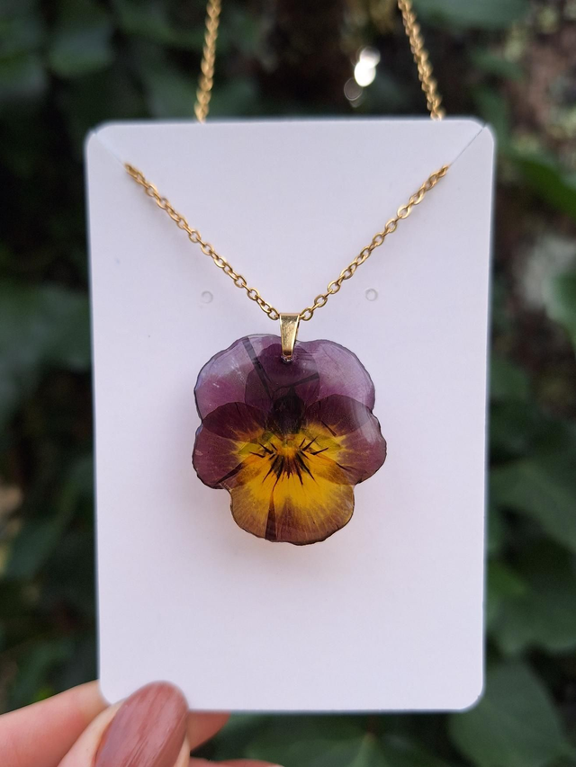 Collier petite Pensée • Viola cornuta • doré