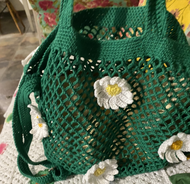 Sac filet au crochet marguerite 🌼 