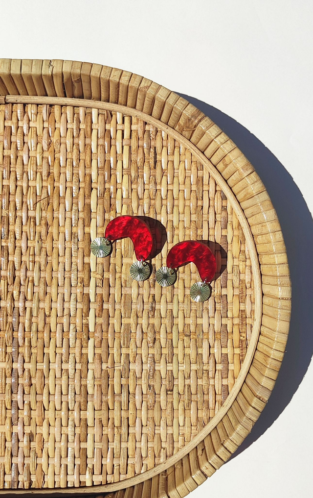 Boucles d'oreilles Maguy - Rouge texture