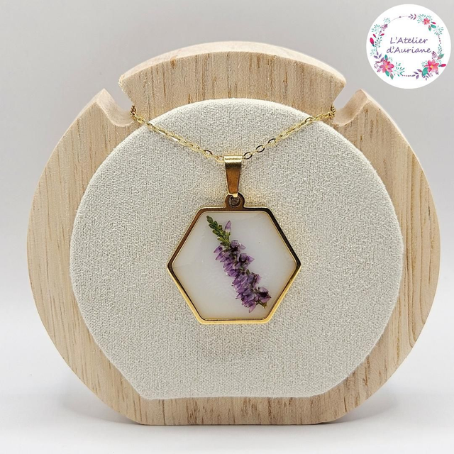 Collier "Bruyère blanc" doré