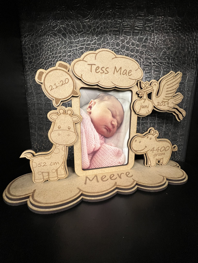 Geboorte Sjabloon - Bouwpakket - Wolk & Ooievaar