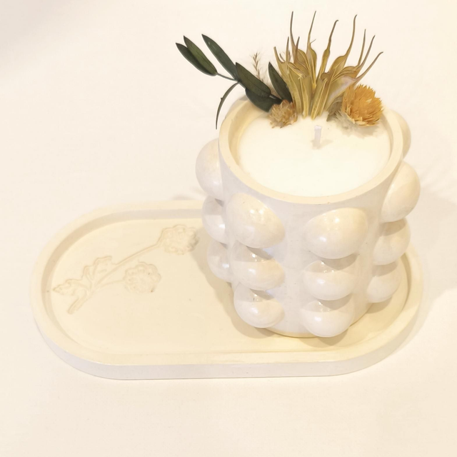 ✨ Bougie artisanale &quot;Bulbeuse&quot; en cire de soja – fleurs séchées &amp; contenant fait main ✨