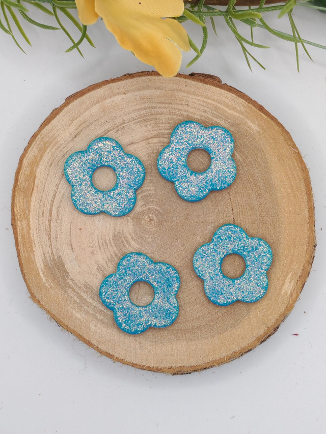 Fleurs Amaya Paillettes bleu 