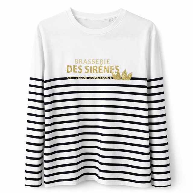 Marinière manches longues – Brasserie des Sirènes Impression dorée pailletée