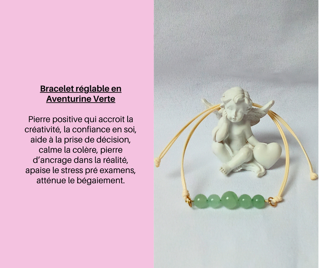 174- Bracelet réglable en Aventurine Verte