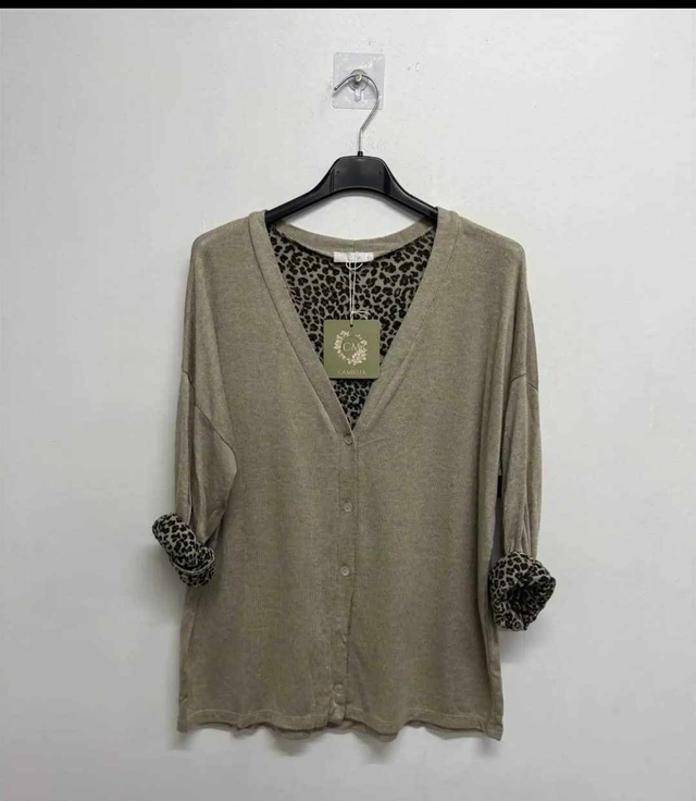 GILET BEIGE IMPRIME INTERIEUR PANTHERE*