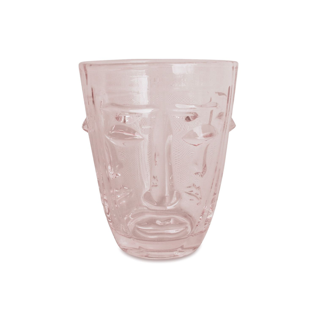 Verre gobelet visage rose