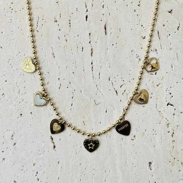 Ketting hartjes goud 