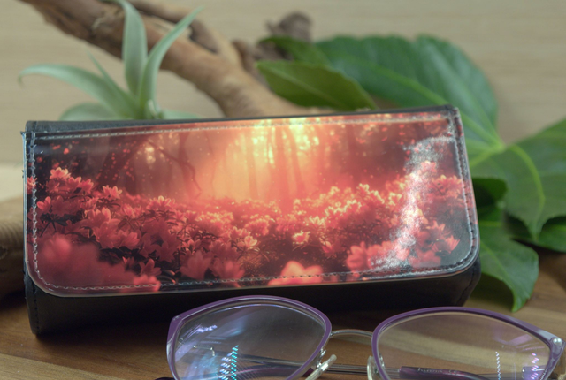 Spectacle Case - Sunset Woodland Glasses Case – Stunning Golden Pink &amp; Orange Floral Design