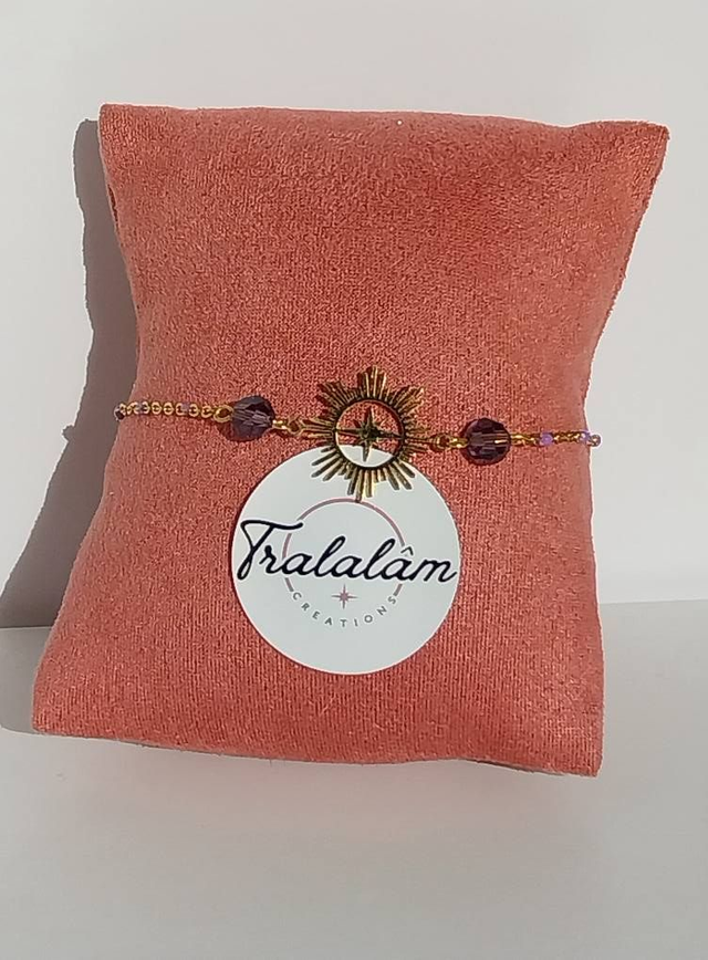 ✨ Bracelet fin MA BONNE ÉTOILE perles violettes&quot;✨