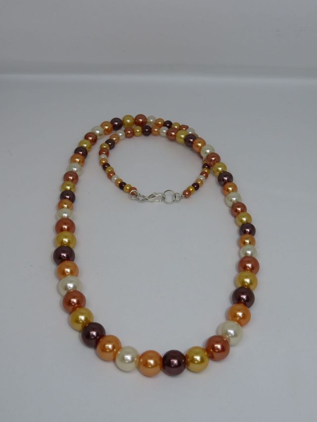 Collier en perle de verre mix orange