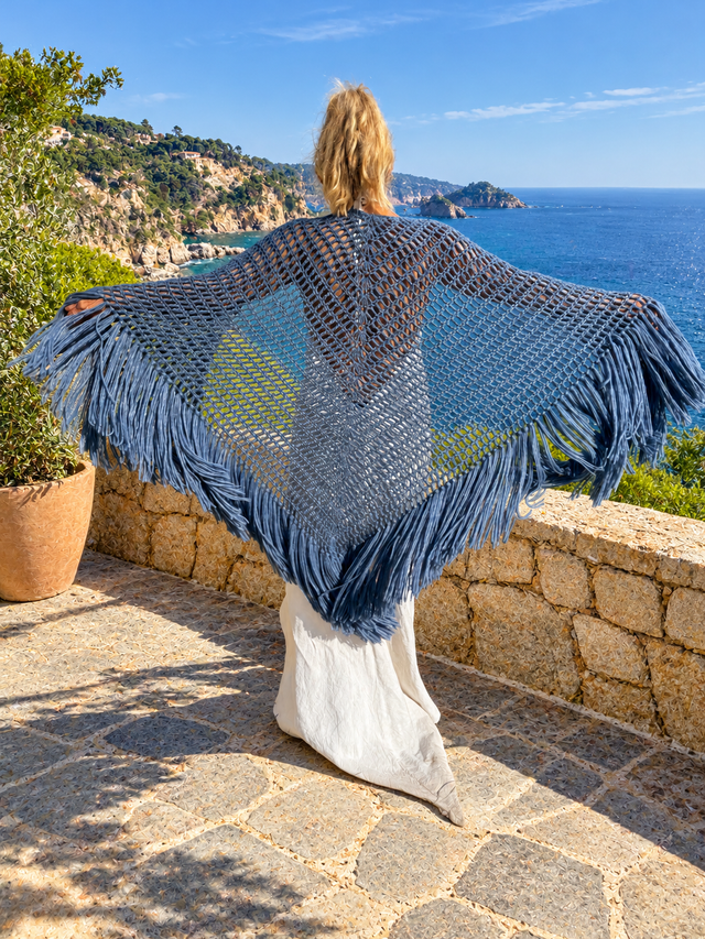 Chal alpaca azul vaquero