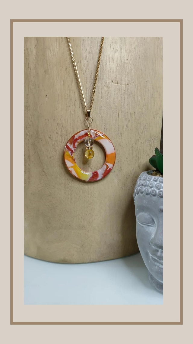 Collier sunset pop rond perlé 