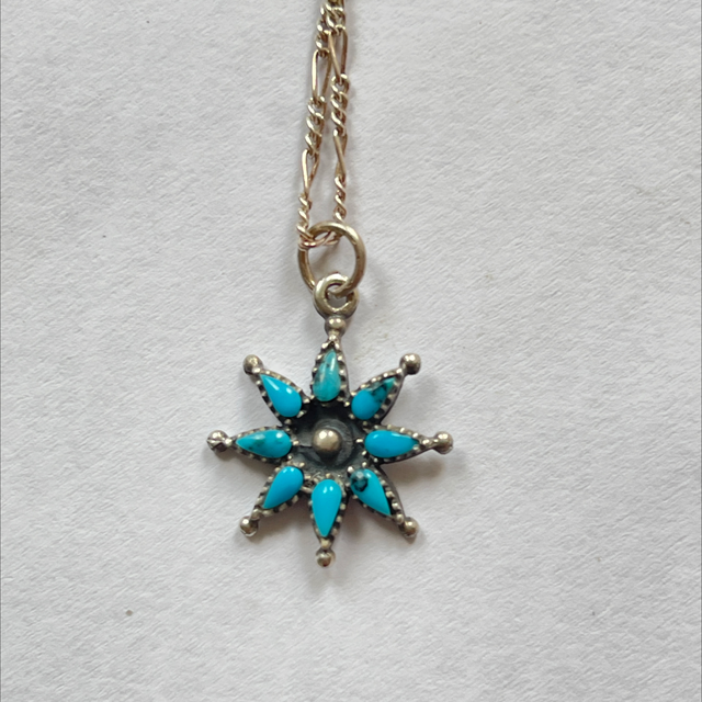 Silber Stern Anhänger  mit Türkisen bestzt