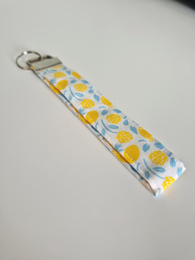 Lemon Fabric Wristlet Keyfob Keyring