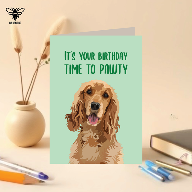 Golden Cocker Spaniel - Birthday Card
