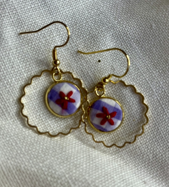 Boucles d’oreilles *Marya rouge/vichy violet