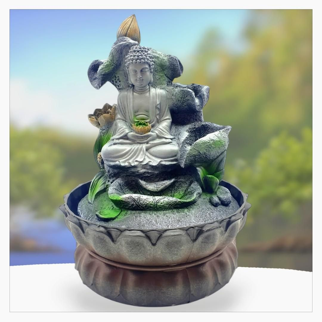 "Bouddha lotus cascade" - Fontaine en résine 28 cm 