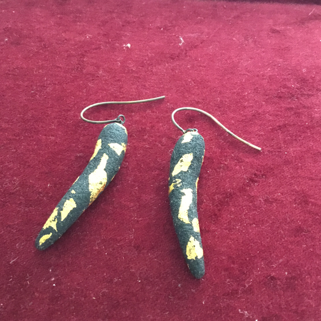 Precious Lava Hanging Earrings  Black