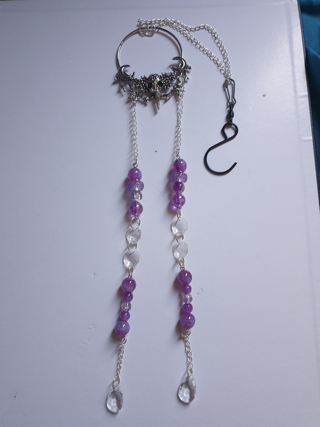 Suncatcher  - Bird Skull 2 Strand Purple Beads