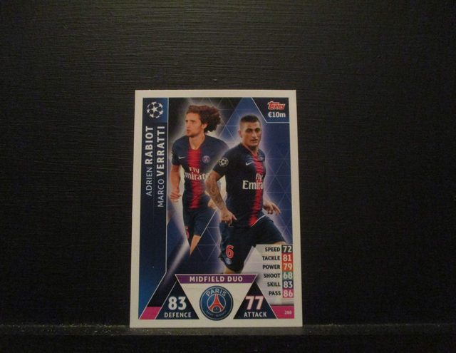 Adrien Rabiot / Marco Verratti - UEFA Champions League Match Attax 2018/19 Original Trading Card #288