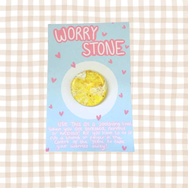Yellow Marble Effect Worry Stone
