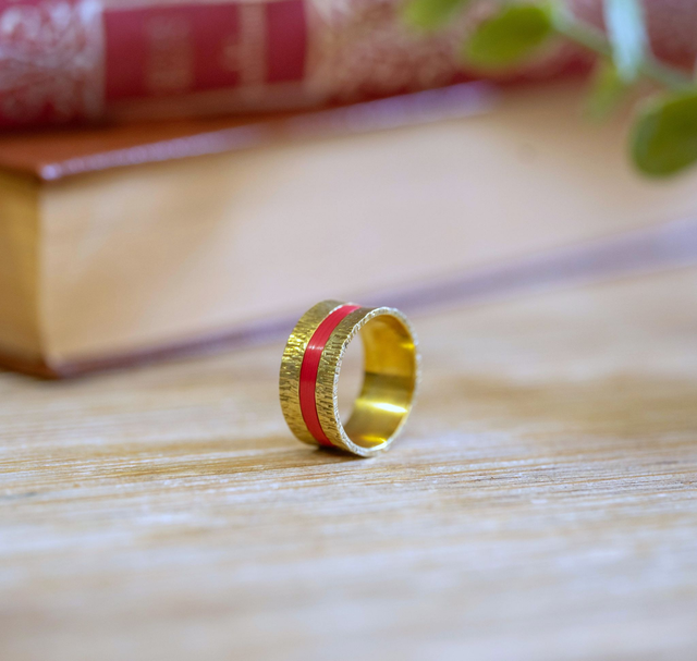 Bague Telluris - Doré, rouge