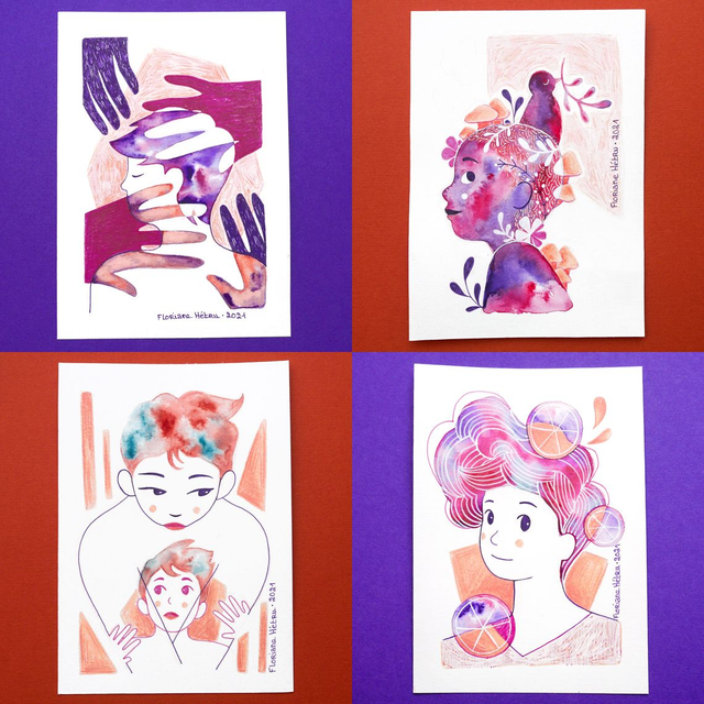 INKTOBER // mini originaux A6 (09 à 12)