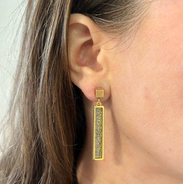 Boucles d'oreilles en vitrail doré