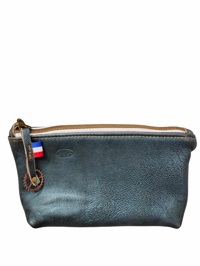 Trousse ou pochette - bleu métallisé