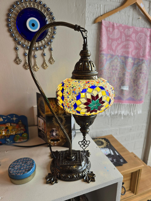 Large Mosaic Swanneck Table Lamp