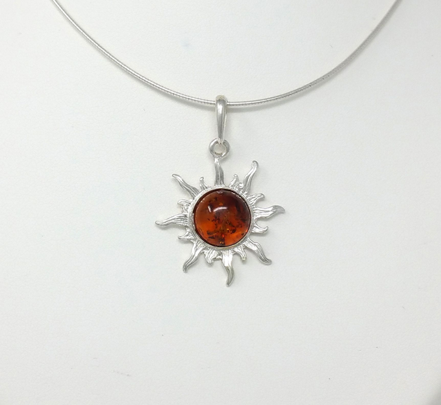 PENDENTIF SOLEIL AMBRE ARGENT RHODIE - VENDU SANS CHAINE - LA3160485