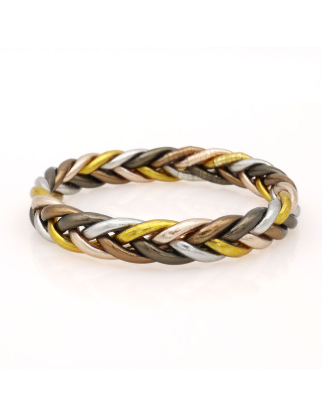 Jonc tibétain tressé multicolore antique