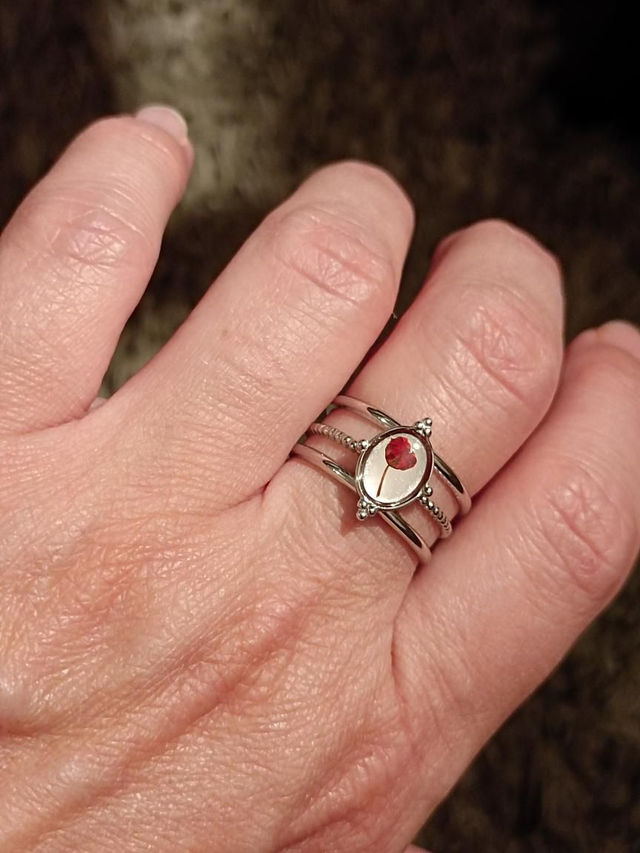 Bague Fleur séchée Rouge