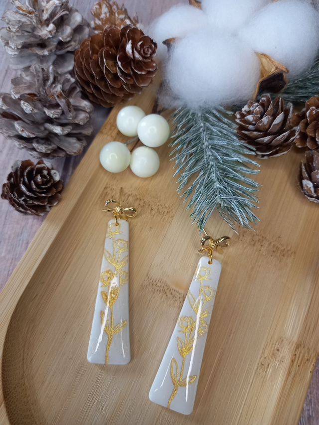 Fleur de neige boucles d'oreilles motif fleur