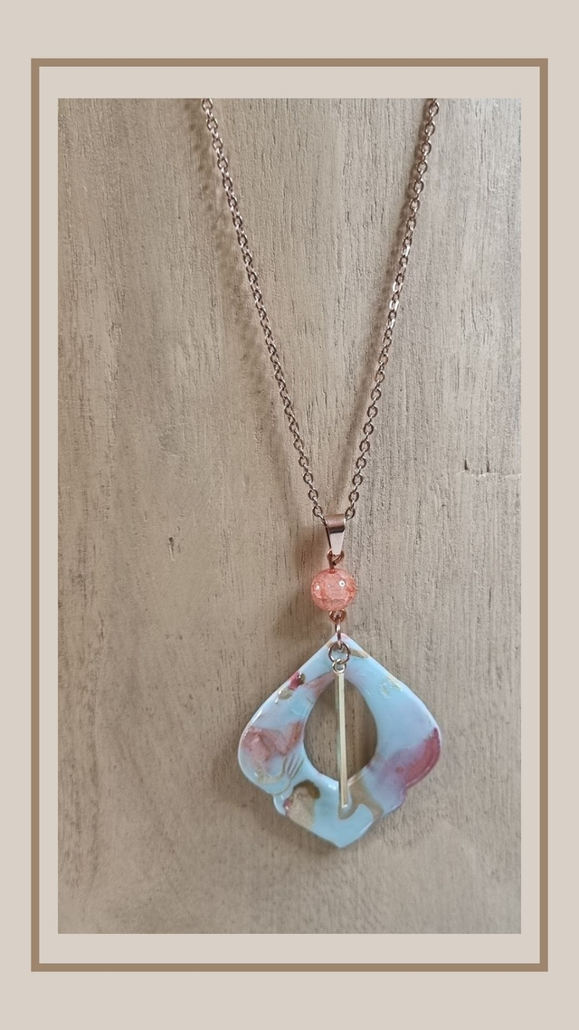 Collier &quot;bleu été&quot; losange 