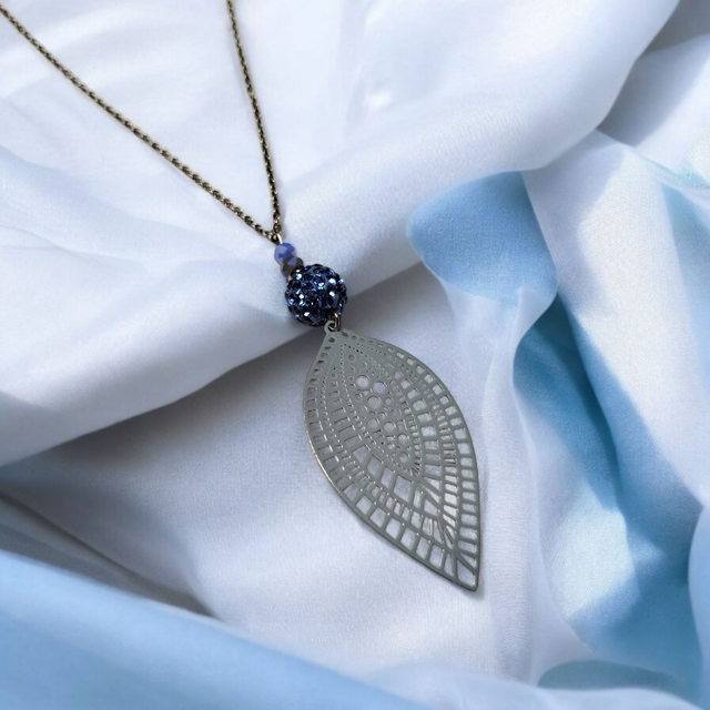 Collier acier inoxydable et cristal gris