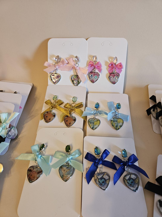 NEW earrings ribbon heartshape