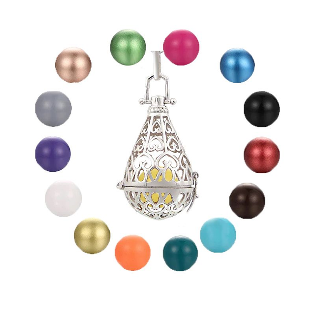 Collana Chiama Angeli con Un Dolce Suono Trasmette Serenità Pendente con goccia dell’angelo Custode  in acciaio e lega di bronzo placcato Oro Bianco